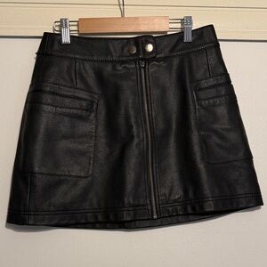 Free People Black Vega Leather Mini Skirt - Size 4
